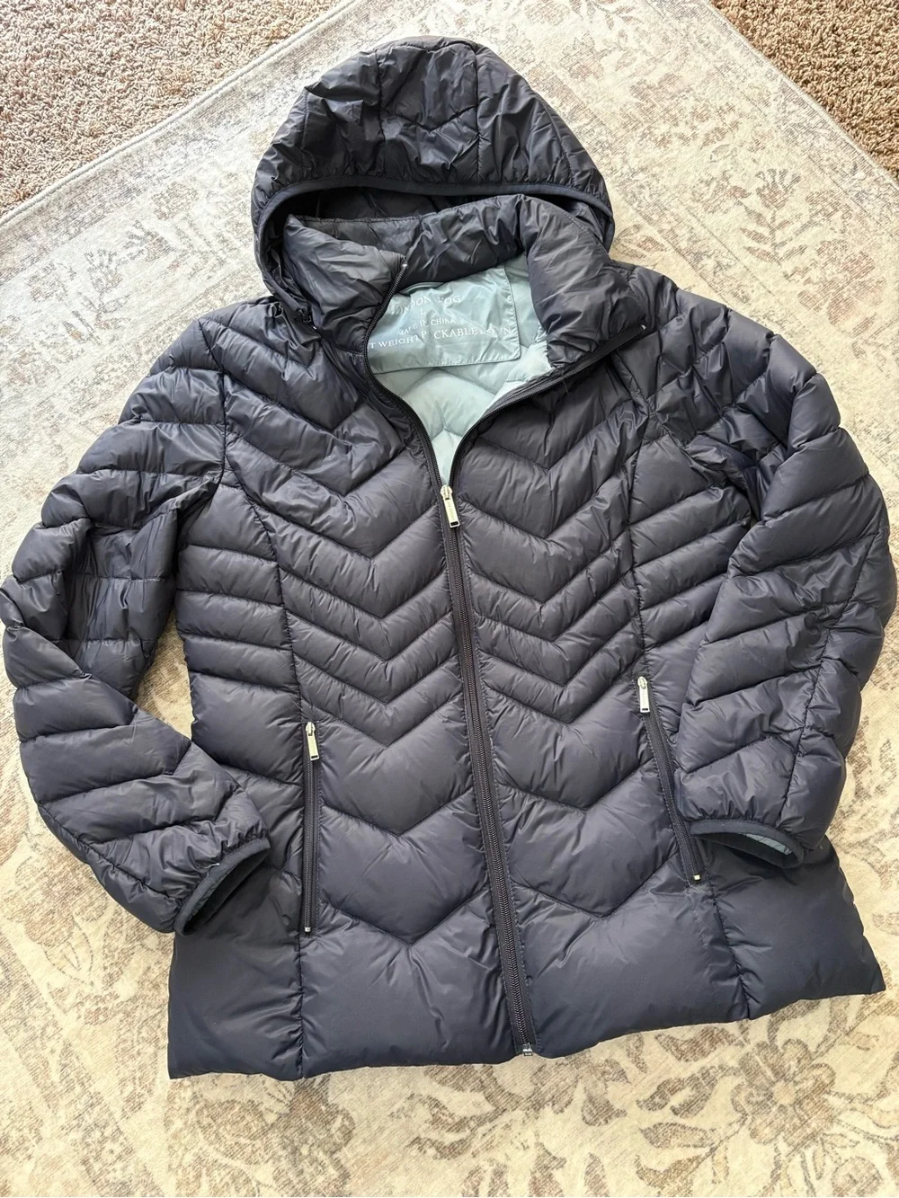 London Fog Lightweight Packable Coat Jacket Navy Blue Womens size L
